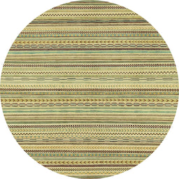 Round Machine Washable Abstract Chrome Gold Yellow Rug, wshabs2175