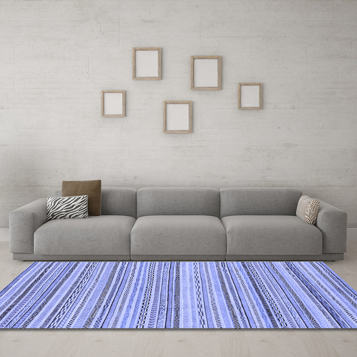 Machine Washable Abstract Blue Modern Rug in a Living Room, wshabs2175blu