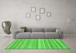 Machine Washable Abstract Green Modern Area Rugs in a Living Room,, wshabs2175grn