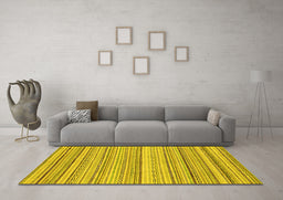Machine Washable Abstract Yellow Modern Rug in a Living Room, wshabs2175yw