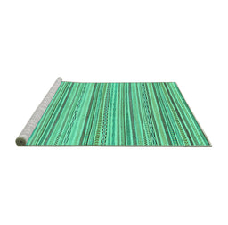 Sideview of Machine Washable Abstract Turquoise Modern Area Rugs, wshabs2175turq