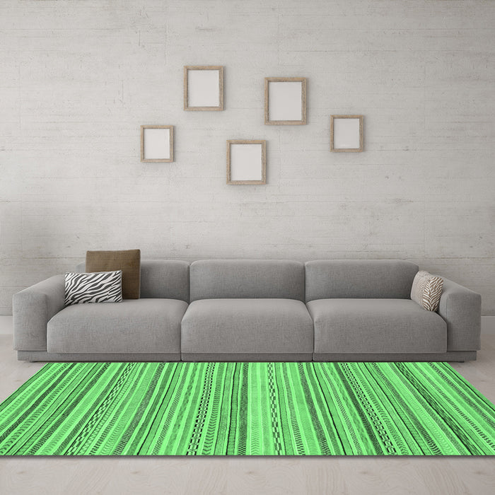 Machine Washable Abstract Emerald Green Modern Area Rugs in a Living Room,, wshabs2175emgrn