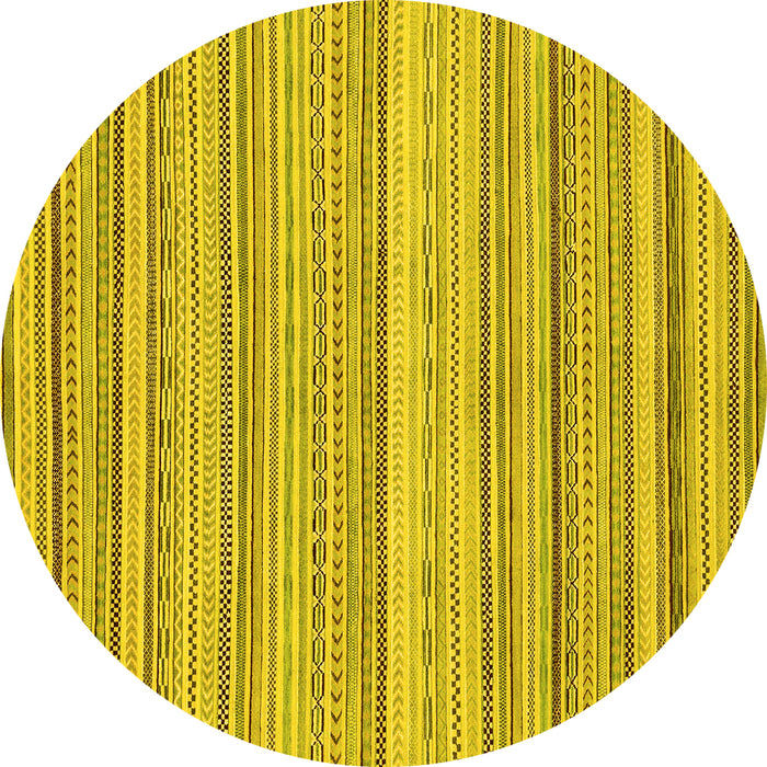 Round Machine Washable Abstract Yellow Modern Rug, wshabs2175yw