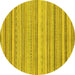 Round Machine Washable Abstract Yellow Modern Rug, wshabs2175yw