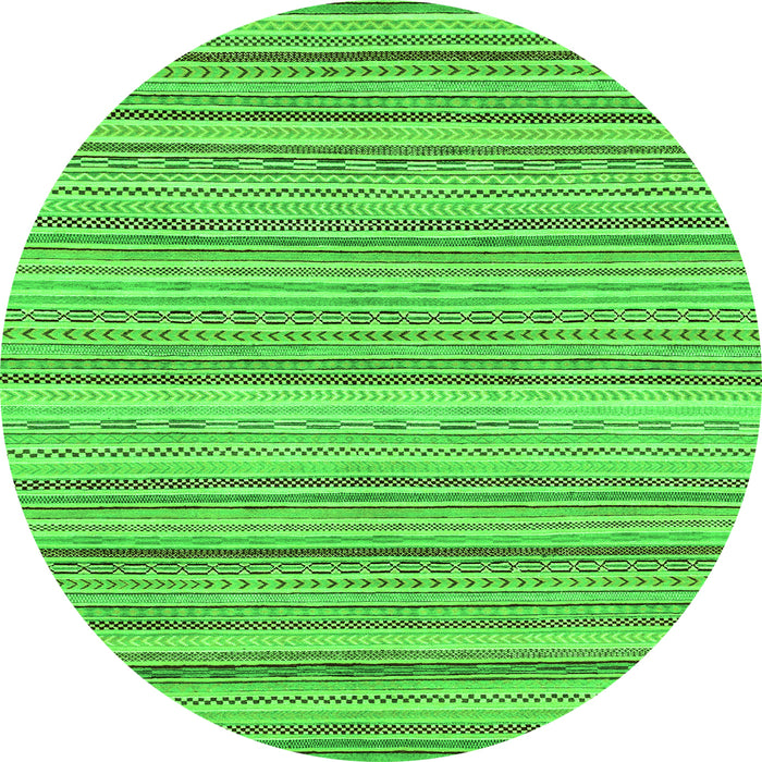 Round Machine Washable Abstract Green Modern Area Rugs, wshabs2175grn