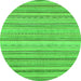 Round Machine Washable Abstract Green Modern Area Rugs, wshabs2175grn