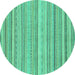 Round Abstract Turquoise Modern Rug, abs2175turq