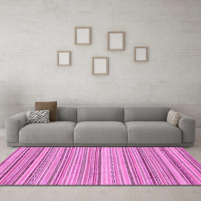 Machine Washable Abstract Pink Modern Rug in a Living Room, wshabs2175pnk