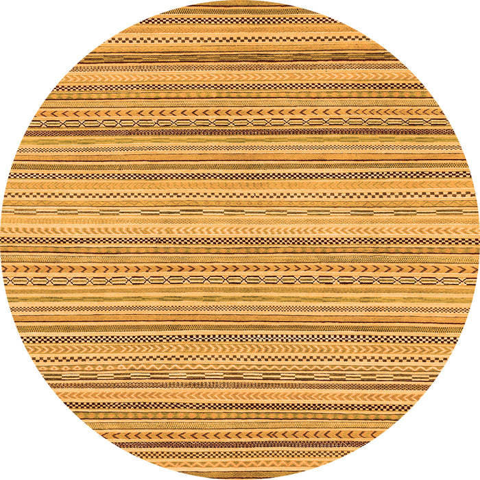 Round Machine Washable Abstract Orange Modern Area Rugs, wshabs2175org
