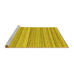 Sideview of Machine Washable Abstract Yellow Modern Rug, wshabs2175yw
