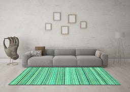 Machine Washable Abstract Turquoise Modern Area Rugs in a Living Room,, wshabs2175turq