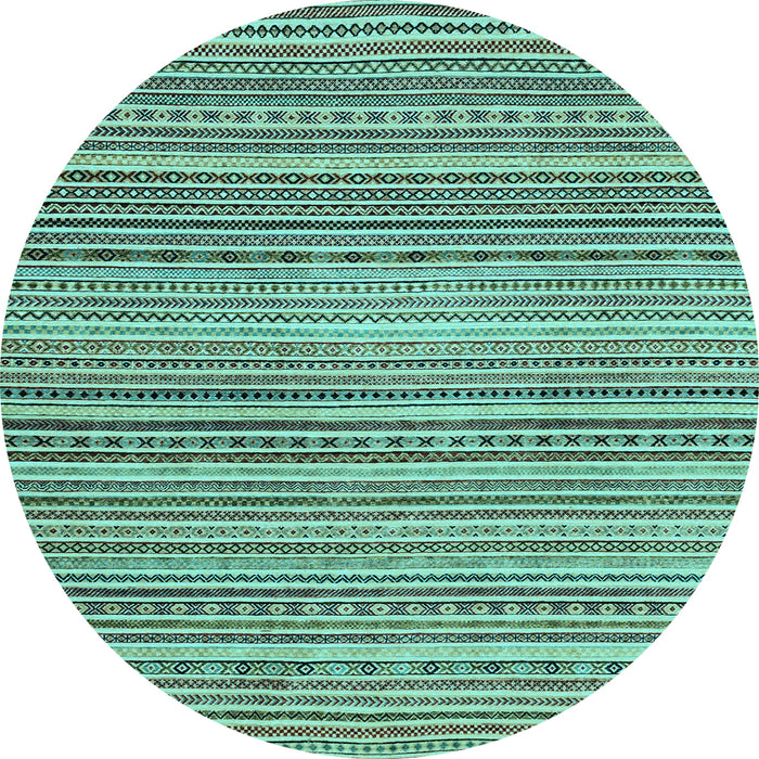 Round Abstract Light Blue Modern Rug, abs2176lblu