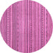 Round Machine Washable Abstract Pink Modern Rug, wshabs2176pnk