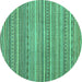 Round Abstract Turquoise Modern Rug, abs2176turq