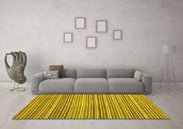 Machine Washable Abstract Yellow Modern Rug in a Living Room, wshabs2176yw