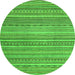 Round Machine Washable Abstract Green Modern Area Rugs, wshabs2176grn