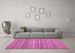 Machine Washable Abstract Pink Modern Rug in a Living Room, wshabs2176pnk