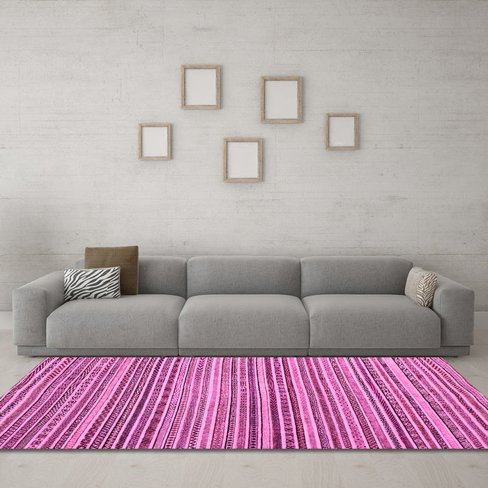 Machine Washable Abstract Pink Modern Rug in a Living Room, wshabs2176pnk