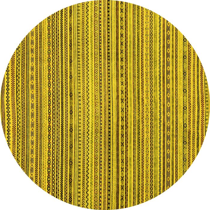 Round Abstract Yellow Modern Rug, abs2176yw