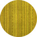 Round Abstract Yellow Modern Rug, abs2176yw