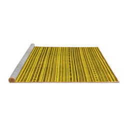 Sideview of Machine Washable Abstract Yellow Modern Rug, wshabs2176yw