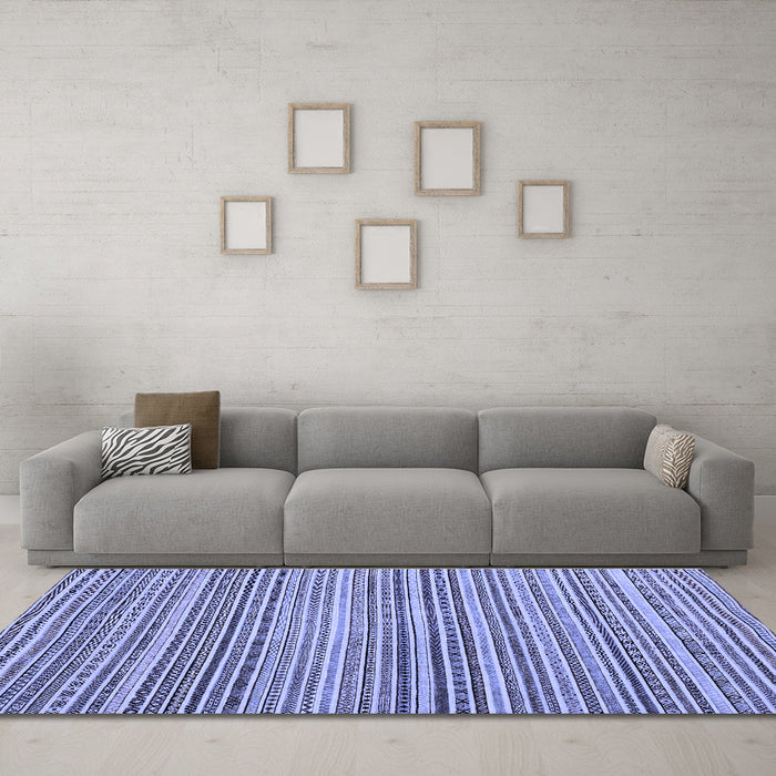 Machine Washable Abstract Blue Modern Rug in a Living Room, wshabs2176blu
