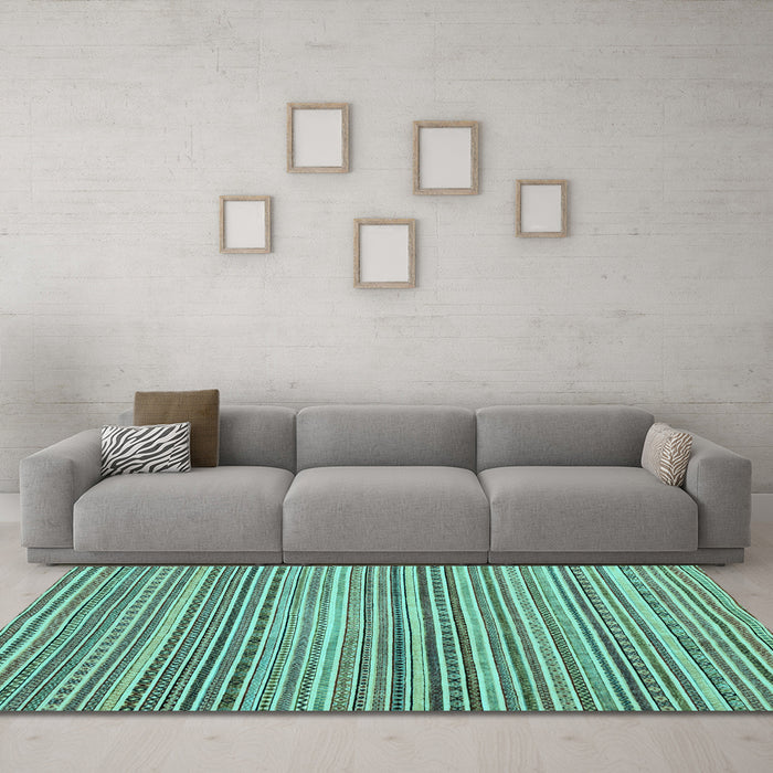 Machine Washable Abstract Light Blue Modern Rug in a Living Room, wshabs2176lblu