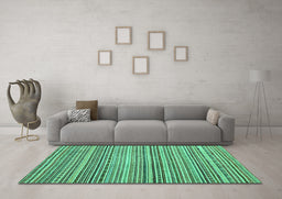 Machine Washable Abstract Turquoise Modern Area Rugs in a Living Room,, wshabs2176turq