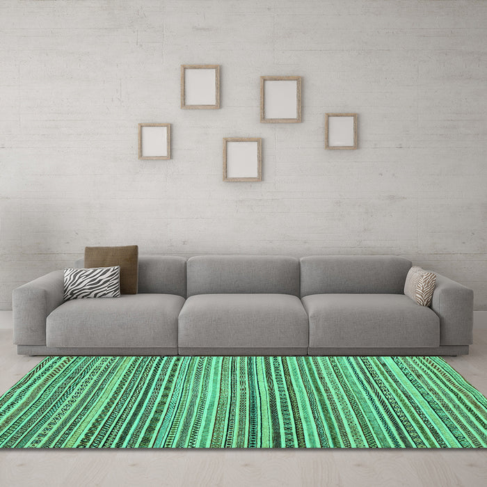 Machine Washable Abstract Turquoise Modern Area Rugs in a Living Room,, wshabs2176turq