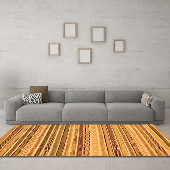 Machine Washable Southwestern Orange Country Area Rugs in a Living Room, wshabs2177org