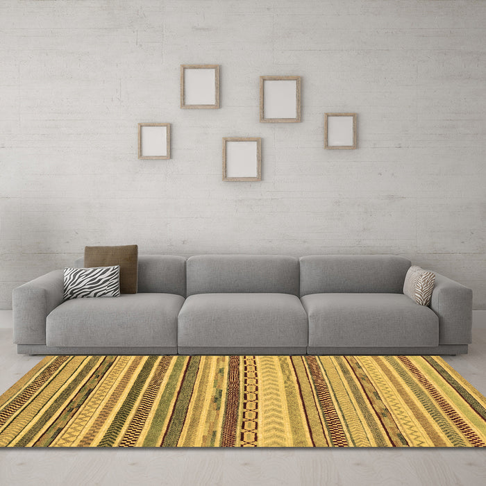 Machine Washable Southwestern Brown Country Rug in a Living Room,, wshabs2177brn