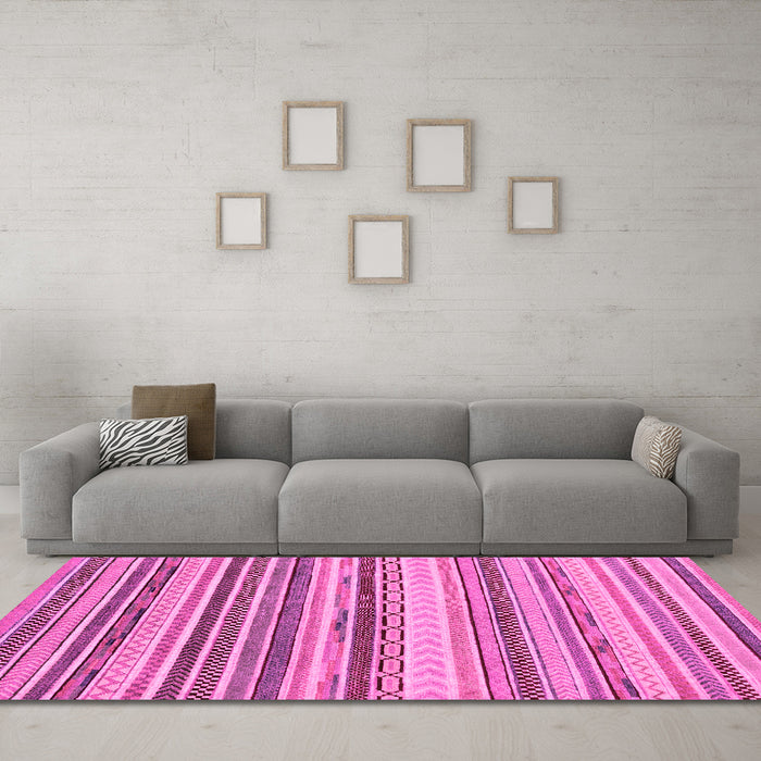 Machine Washable Southwestern Pink Country Rug in a Living Room, wshabs2177pnk