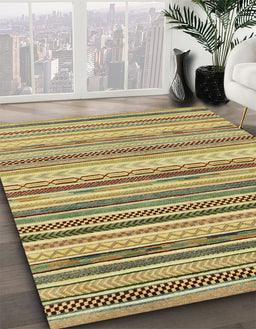 Abstract Metallic Gold Southwestern Rug in Family Room, abs2177