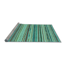 Sideview of Machine Washable Southwestern Light Blue Country Rug, wshabs2177lblu