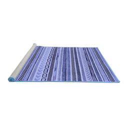 Sideview of Machine Washable Southwestern Blue Country Rug, wshabs2177blu