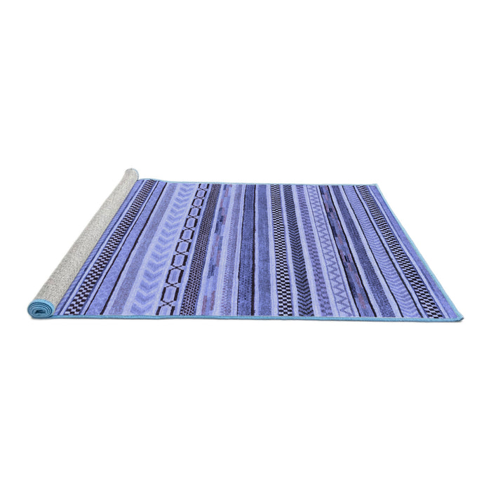 Sideview of Machine Washable Southwestern Blue Country Rug, wshabs2177blu