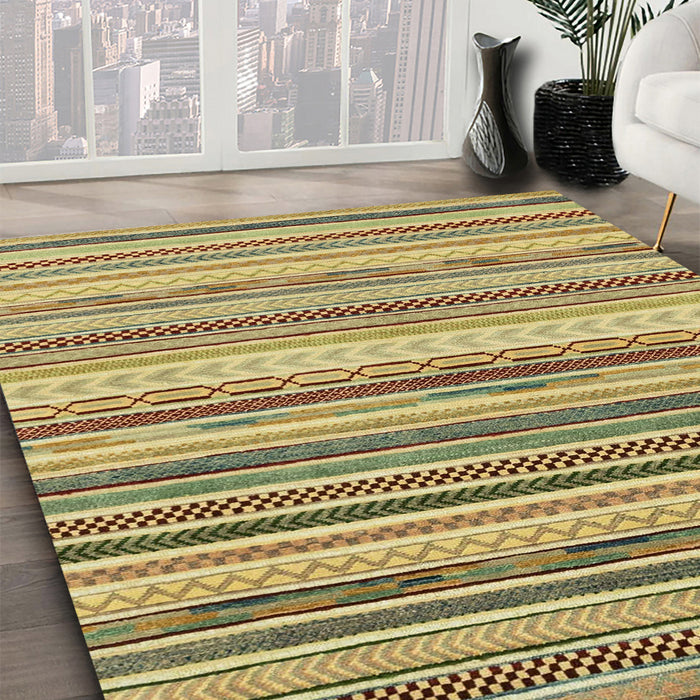 Machine Washable Abstract Metallic Gold Rug in a Family Room, wshabs2177