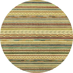 Round Abstract Metallic Gold Southwestern Rug, abs2177