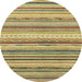 Round Abstract Metallic Gold Southwestern Rug, abs2177