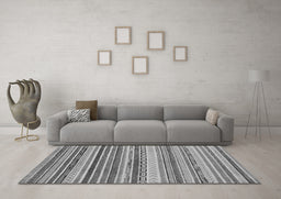 Machine Washable Southwestern Gray Country Rug in a Living Room,, wshabs2177gry