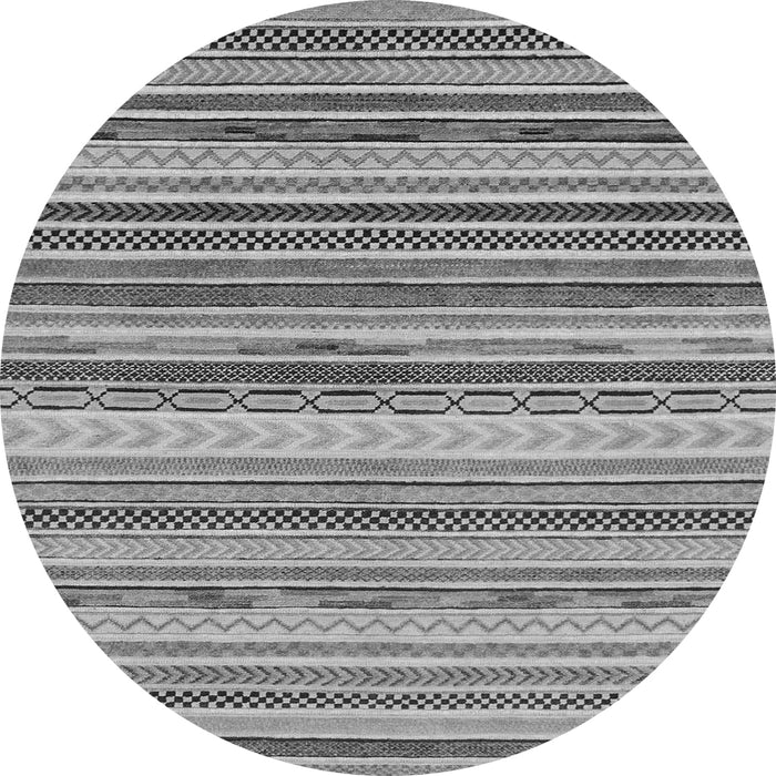 Round Machine Washable Southwestern Gray Country Rug, wshabs2177gry