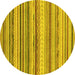 Round Southwestern Yellow Country Rug, abs2177yw