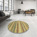 Round Abstract Metallic Gold Southwestern Rug in a Office, abs2177