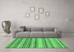 Machine Washable Southwestern Emerald Green Country Area Rugs in a Living Room,, wshabs2177emgrn