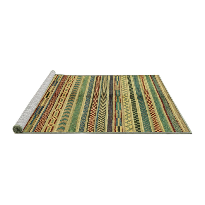 Sideview of Machine Washable Abstract Metallic Gold Rug, wshabs2178