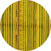 Round Southwestern Yellow Country Rug, abs2178yw