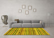 Machine Washable Southwestern Yellow Country Rug in a Living Room, wshabs2178yw