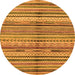 Round Machine Washable Southwestern Orange Country Area Rugs, wshabs2178org