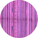 Round Machine Washable Southwestern Purple Country Area Rugs, wshabs2178pur