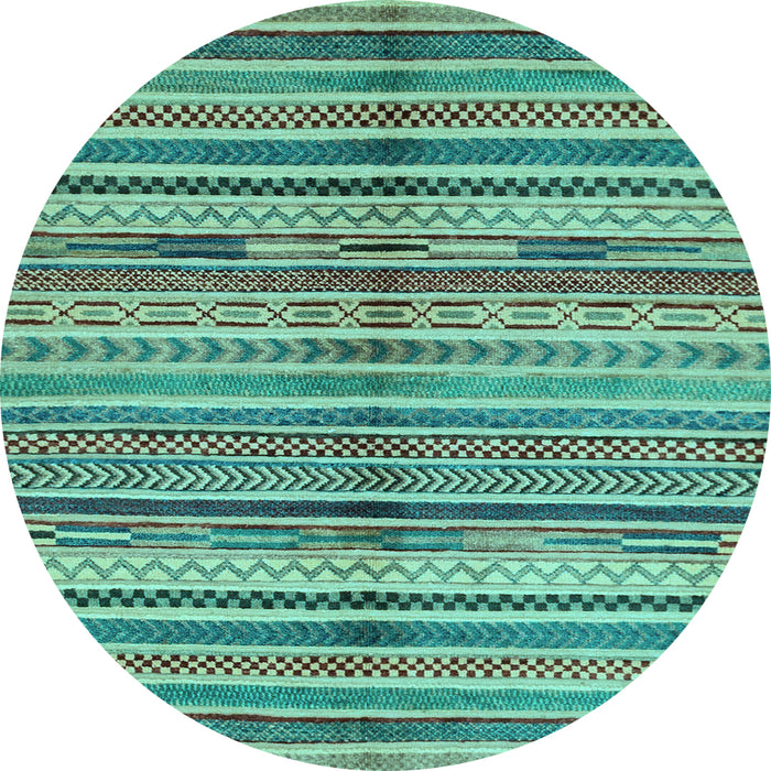 Round Southwestern Light Blue Country Rug, abs2178lblu